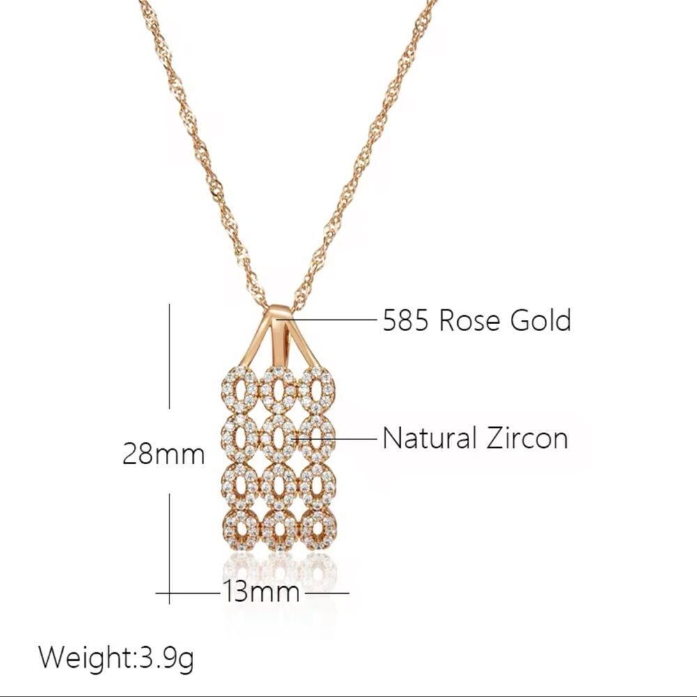Radiant Elegance: 585 Rose Gold Plated Necklace with Zircon Accents" - Picture 6 of 15
